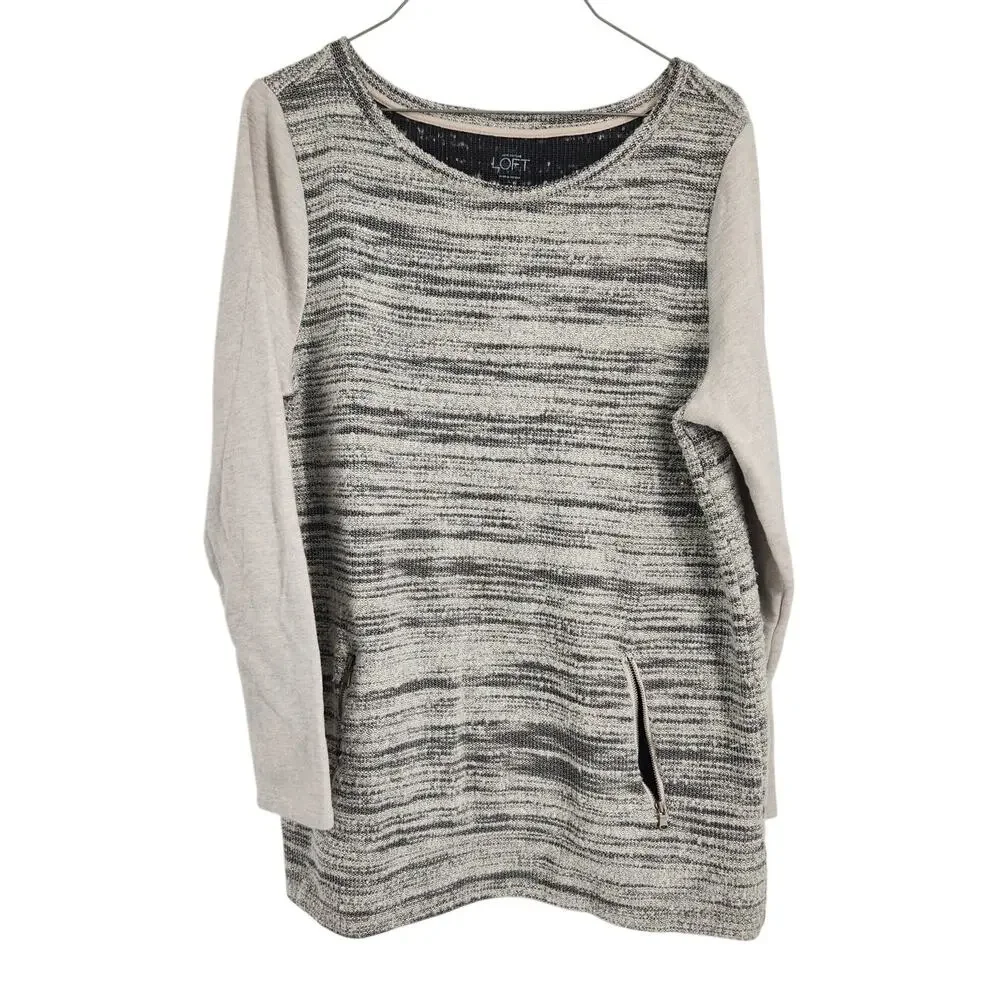 Loft Marled Mixed Media Knit Sweater Womens Size Large L - Picture 1 of 4